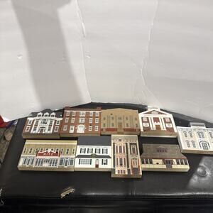 Cat’s Meow Village Series XII 12 Wooden Building Shelf Sitters Lot of 9 USA
